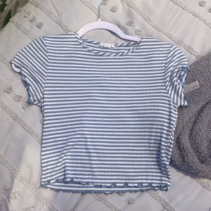 Blue and white full tilt crop